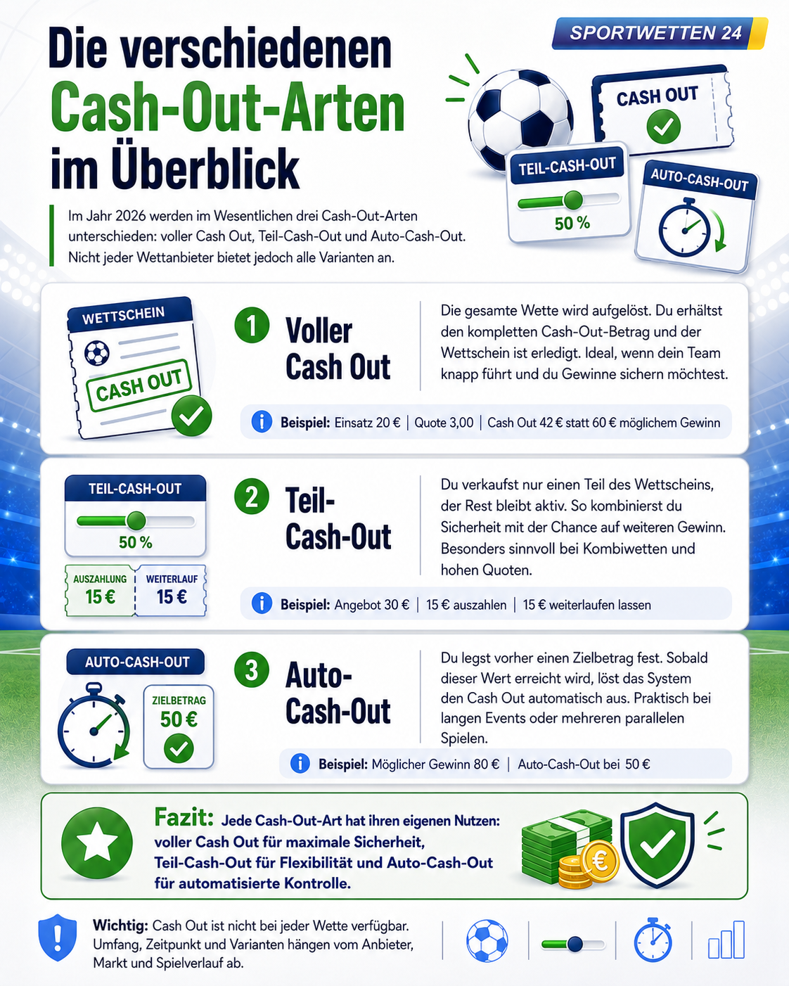 Die verschiedenen Cash-Out-Arten im Überblick