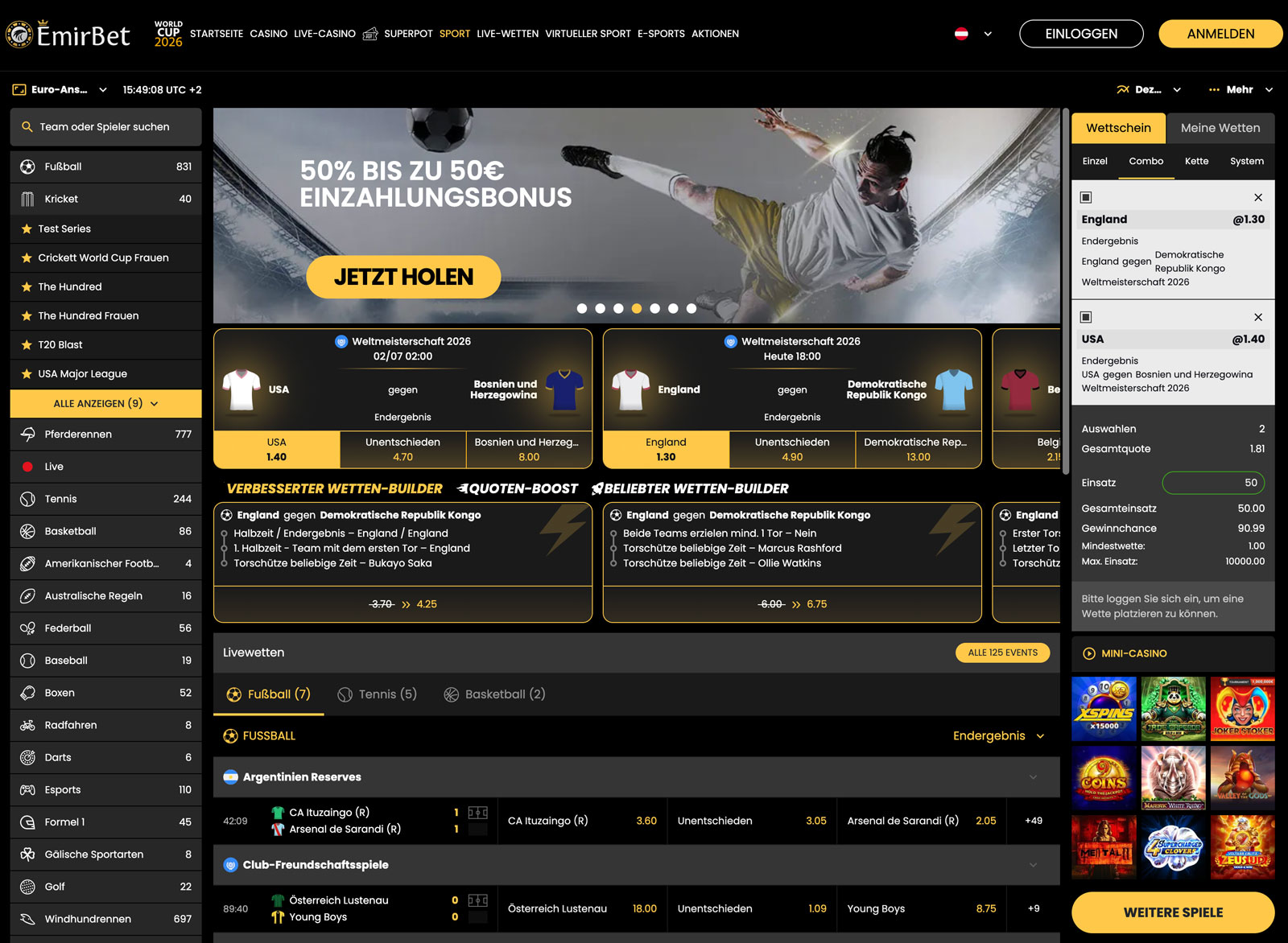 Emirbet Sportwetten Portal