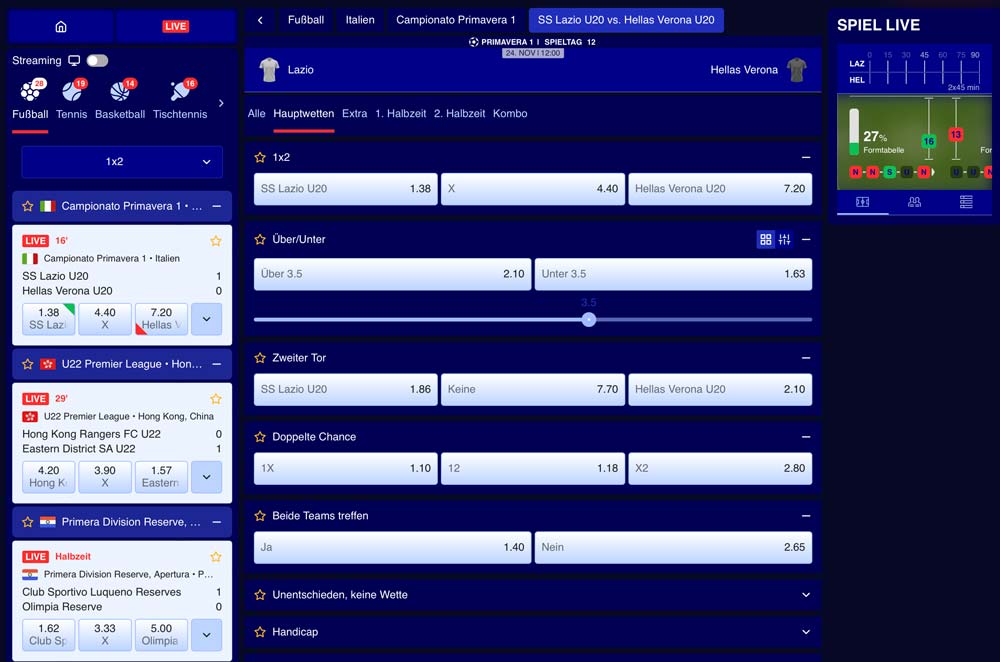 Bankonbet Erfahrungen mit Livewetten