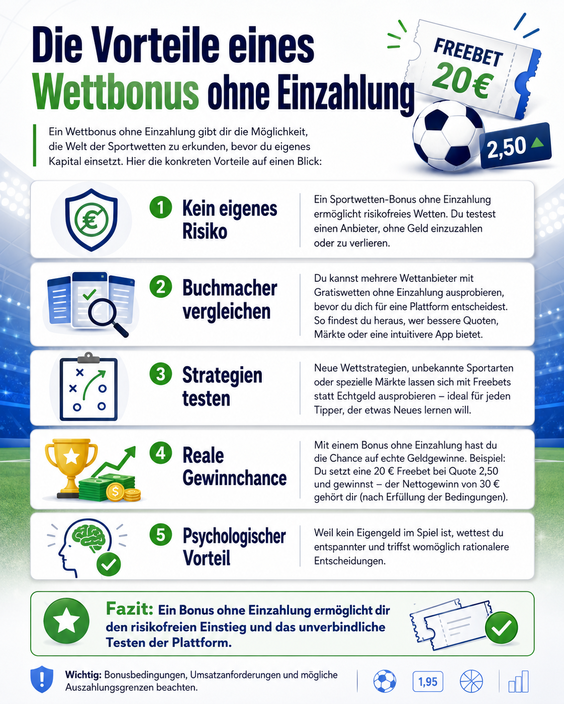 Die Vorteile eines Wettbonus ohne Einzahlung