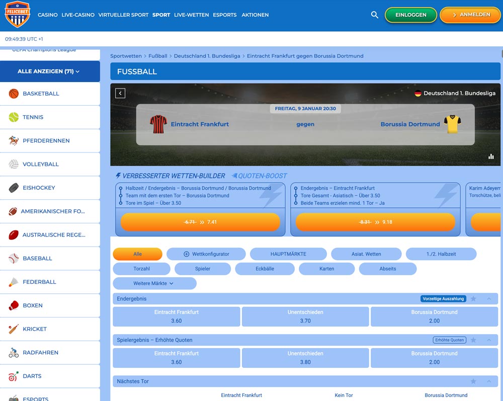 Felicebet Bundesliga Quoten