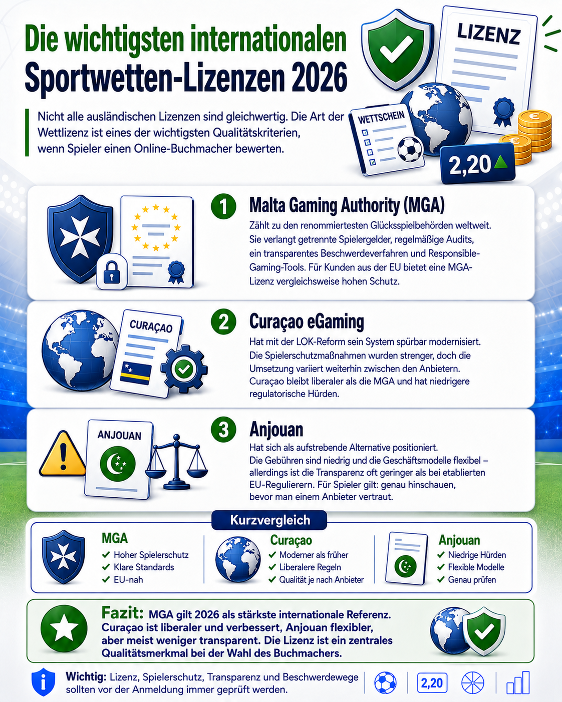 Die wichtigsten internationalen Sportwetten-Lizenzen 2026