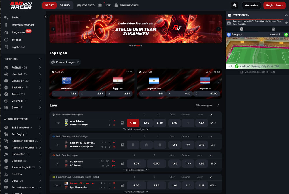 RedRacer Sportwetten Protal