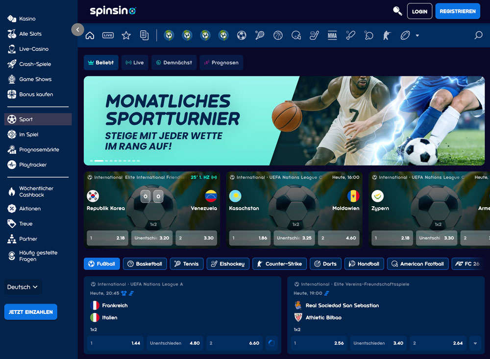 Spinsino Sportwetten